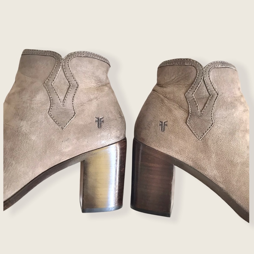 Frye Danica Peep Toe Grey Suede Cute Fall Booties - Picture 9 of 16